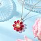 Glass & Glass Pearl Beads Pendants Necklaces for Women, with 304 Stainless Steel Cable Chain, Flower, Red, 17.72 inch(45cm)