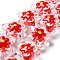 Transparent Glass Beads, Hand Drawn Beads, with Enamel, Flower, FireBrick, 21x22x11mm, Hole: 1.2mm