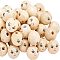 50Pcs Natural Wood Beads, Round with Smile Face, BurlyWood, 17.5x17mm, Hole: 4mm, 50pcs