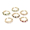 Rhinestone Flat Round Open Cuff Ring, Real 18K Gold Plated Brass Jewelry for Women, Cadmium Free & Lead Free, Mixed Color, US Size 6 1/2(16.9mm)