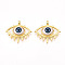 Brass Resin Pendants, Eye, Real 18K Gold Plated, 27~27.5x31x7mm, Hole: 3mm
