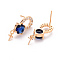 Brass Micro Pave Clear Cubic Zirconia Earring Findings, for Half Drilled Beads, with Glass, Nickel Free, Real 18K Gold Plated, 24.5x9mm, Pin: 0.8mm, Pin: 0.8mm(for Half Drilled Beads)