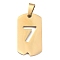 Ion Plating(IP) 304 Stainless Steel Pendants, Manual Polishing, Rectangle with Number, Golden, Num.7, 27.5x14.5x1.5mm, Hole: 3.5mm