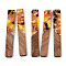 Transparent Resin & Walnut Wood Big Pendants, with Gold Foil, Rectangle Charms, Coral, 51.5x7.5x3mm, Hole: 1.8mm