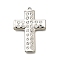 304 Stainless Steel Pendants, with Rhinestone, Cross, Stainless Steel Color, 43.5x30x4mm, Hole: 1.6mm