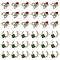 36Pcs 2 Styles Alloy Crystal Rhinestone Connector Charms, with Enamel, Light Gold, C Shape with Clover & Heart with Ladybird, Mixed Color, 18~20x16~23x2.5~3mm, Hole: 1.6~1.8mm, 18pcs/style