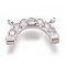 Brass Micro Pave Cubic Zirconia Charms, Rainbow, Clear, Platinum, 7x14x2mm, Hole: 1mm