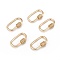 Brass Micro Pave Clear Cubic Zirconia Screw Carabiner Lock Charms, for Necklaces Making, Oval, Golden, 24.5~26x15.5x1.5mm, Screw: 6.5x6mm