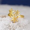 304 Stainless Steel Finger Rings, Snowflake, Real 18K Gold Plated, 16.5mm, Inner Diameter: 18mm