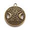 Tibetan Style Hollow Alloy Pendants, Lead Free & Cadmium Free, Flat Round withTriple Moon Goddess, Pagan Jewelry, Antique Bronze, 39x34x1.5mm, Hole: 3mm