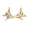 Brass Cubic Zirconia Pendants, Cadmium Free & Lead Free, with Jump Ring, Butterfly Charms, Real 18K Gold Plated, 18x22x2.5mm, Hole: 3.4mm