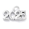 Brass Charms, Cadmium Free & Nickel Free & Lead Free, Number 2025, Real Platinum Plated, 9x14x3mm, Hole: 2mm