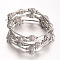 Five Loops Wrap Glass Beads Bracelets, with Metal Findings, Gainsboro, 56mm