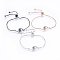 Adjustable Brass Micro Pave Cubic Zirconia Bolo Bracelets, Slider Bracelets, Evil Eye, Mixed Color, 10-1/4 inch(26cm), 1.2mm