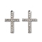 UV Plating Alloy Rhinestone Pendants, Cross, Platinum, 26x16.5x2.5mm, Hole: 1.8mm