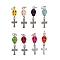 Halloween Dyed Synthetic Turquoise Skull Pendants, with 304 Stainless Steel Cross and Open Jump Rings, Stainless Steel Color, Mixed Color, 26x7x6.5mm, Hole: 4.6mm