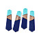 Opaque Resin & Walnut Wood Pendants, Polygon, Midnight Blue, 49.5x12.5x4mm, Hole: 2mm