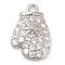 Rack Plating Brass Pave Cubic Zirconia Pendants, Long-Lasting Plated, Cadmium Free & Lead Free, Glove, Platinum, 14x9.5x2.5mm, Hole: 1mm