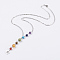 Chakra Jewelry, Natural & Synthetic Gemstone Pendant Necklaces, with Brass Chains and Brass Lobster Claw Clasps, 23 inch(58.5cm) 