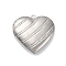 304 Stainless Steel Locket Pendants, Heart with Stripe, Stainless Steel Color, 29x29x7mm, Hole: 2mm