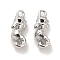 Brass Micro Pave Black Cubic Zirconia Charms, Cadmium Free & Nickel Free & Lead Free, Sea Horse, Real Platinum Plated, 13x4.5x5mm, Hole: 1.2mm