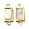304 Stainless Steel Shell Connector Charms, Rectangle Links, Real 14K Gold Plated, 17.5x7x2mm, Hole: 1.8mm