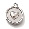 Anti-Tarnish 304 Stainless Steel Pendants, Flat Round Charm, Stainless Steel Color, Heart, 15x12x3mm, Hole: 1.5mm