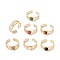 Natural Gemstone Half Round Open Cuff Ring, Ion Plating(IP) 304 Stainless Steel Wave Ring for Women, Golden, US Size 7 1/4(17.5mm)
