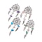 4Pcs 4 Styles Natural Mixed Stone Chip Big Pendants, Antique Silver Plated Alloy Woven Web/Net with Feather Charms, with Natural Cultured Freshwater Pearl, Mixed Dyed and Undyed, 72~73x31.5~34x6~7.5mm, Hole: 1.8mm, 1pc/style