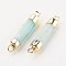 Natural Gemstone Links connectors, with Brass Findings, Column, 25~27x5~6mm, Hole: 2mm