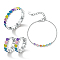 Anti-Tarnish Rhodium Plated  925 Sterling Silver Heart Jewerly Set, Inclding Bracelet, Ring and Earring, Platinum, US Size 5(15.7mm)