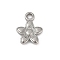 304 Stainless Steel Pendants, Flower Charm, Stainless Steel Color, 14.5x11.5x2.5mm, Hole: 2mm