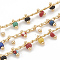 Handmade Seed Beaded Chains, Soldered, with Spool, with Brass Findings, Nickel Free, Real Gold Plated, Mixed Color, 2~2.5mm, about 82.02 Feet(25m)/roll