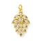 Rack Plating Brass Micro Pave Cubic Zirconia Pendants, Long-Lasting Plated, Lead Free & Cadmium Free, Leaf, Real 18K Gold Plated, 20x12x3mm, Hole: 3mm