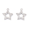 Rack Plating Brass Micro Pave Cubic Zirconia Charms, Long-Lasting Plated, Star, Platinum, 13.5x12x2mm, Hole: 1.2mm