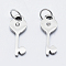 316 Surgical Stainless Steel Micro Pave Clear Cubic Zirconia Pendants, Long-Lasting Plated, Key, Stainless Steel Color, 17x6x1.5mm, Hole: 3.5mm