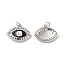 Brass Micro Pave Cubic Zirconia Pendants, Cadmium Free & Nickel Free & Lead Free, with Enamel Evil Eye & Jump Ring, Eye Charms, Black, 16x21x3mm, Hole: 3.3mm