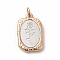 Ion Plating(IP) 304 Stainless Steel Pendants, with Jump Rings, Rectangle with Rose, Rose Gold, 23x14.5x3mm, Hole: 4mm