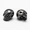 Brass Beads, Skull, Cadmium Free & Nickel Free & Lead Free, Gunmetal, 11x8.5x10.2mm, Hole: 2mm