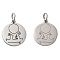 Non-Tarnish 304 Stainless Steel Charms, with Jump Ring, Flat Round Charm, Laser Cut, Stainless Steel Color, Rabbit, 13.5x11.5x1mm, Hole: 3.4mm