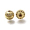 Brass Micro Pave Clear Cubic Zirconia Beads, Round, Long-Lasting Plated, Rack Plating, Lead Free & Cadmium Free, Real 18K Gold Plated, 8mm, Hole: 1.8mm