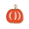 Thanksgiving Day Golden Tone Alloy Enamel Pendants, Pumpkin, 22.5x20x1.5mm, Hole: 2mm