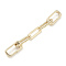 Brass Ends with Chains, Cadmium Free & Nickel Free & Lead Free, Chain Extender, Real 18K Gold Plated, 68x8mm