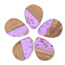 Transparent Resin & Walnut Wood Pendants, with Gold Foil, Teardrop, Lilac, 35.5x26x3mm, Hole: 2mm