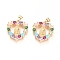 Brass Micro Pave Cubic Zirconia Pendants, Long-Lasting Plated, Heart with Virgin Mary, Colorful, Golden, 24x20x3mm, Hole: 5x3mm