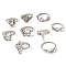 Non-Tarnish 201 Stainless Steel Finger Ring, Mixed Shape, Stainless Steel Color, Inner Diameter: 16~20mm