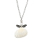 Natural Shell Fairy Pendant Necklace, with 304 Stainless Steel Cable Chains, Stainless Steel Color, 17.91 inch(45.5cm)
