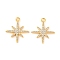 Brass Micro Pave Clear Cubic Zirconia Pendants, Star, Real 18K Gold Plated, 20.3x17.7x2.2mm, Hole: 1.8mm