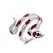 Alloy Enamel Snake Wrap Cuff Rings, Red, 3~23.5mm, Inner Diameter: 18mm