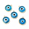 Handmade Lampwork Pendants, with Golden Tone Brass Findings, Cadmium Free & Lead Free, Evil Eye, Dodger Blue, 16x13.5x3mm, Hole: 1.4mm